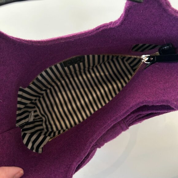 NWT Kate Spade New York Walker Park Purple Felt Thick Bow Bag - Picture 4 of 12
